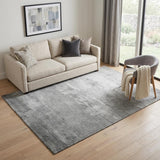 5' X 8' Gray Silver And Charcoal Striped Washable Area Rug With UV Protection