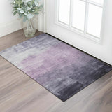 3' X 5' Lavender And Lilac Striped Washable Area Rug With UV Protection