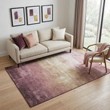 5' X 8' Mauve Beige And Pink Striped Washable Area Rug With UV Protection