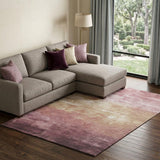 8' Mauve Beige And Pink Striped Washable Area Rug With UV Protection