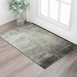 3' X 5' Taupe And Beige Striped Washable Area Rug With UV Protection