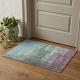 3' X 5' Artichoke Green Pale Aqua And Blush Abstract Washable Area Rug With UV Protection
