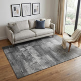 5' X 8' Gray Silver And Charcoal Abstract Washable Area Rug With UV Protection