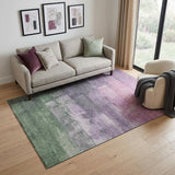 5' X 8' Lavender And Green Abstract Washable Area Rug With UV Protection