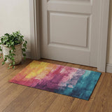 3' X 5' Merlot Gold Blue And Purple Abstract Washable Area Rug With UV Protection