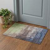 3' X 5' Coffee Green And Blue Abstract Washable Area Rug With UV Protection