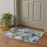 3' X 5' Olive Green Ivory And Lavender Floral Washable Area Rug With UV Protection