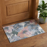 3' X 5' Pewter Salmon And Gray Floral Washable Area Rug With UV Protection