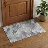 3' X 5' Gray Silver And Charcoal Floral Washable Area Rug With UV Protection