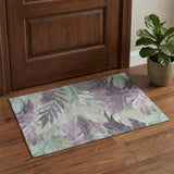 3' X 5' Lavender And Mint Green Floral Washable Area Rug With UV Protection