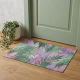 3' X 5' Sage Purple And Blush Floral Washable Area Rug With UV Protection