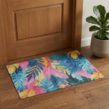 3' X 5' Sky Blue Pink And Gold Floral Washable Area Rug With UV Protection