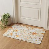 3' X 5' Ivory And Orange Floral Washable Area Rug With UV Protection