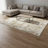 8' X 10' Brown And Ivory Abstract Washable Area Rug