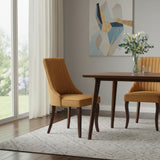Set of Two Yellow And Brown And Yellow Linen Dining Side Chairs