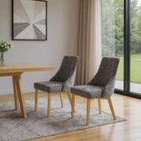 Set of Two Gray And Gold And Gray Chenille Dining Side Chairs