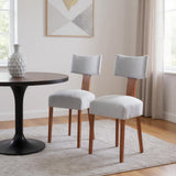 Set of Two Gray And Brown And Gray Linen Dining Side Chairs