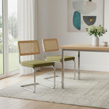 Set of Two Green And Silver And Green Velvet Dining Side Chairs