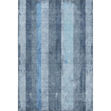 5' X 8' Blue And Gray Striped Washable Area Rug With UV Protection