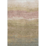 5' X 8' Tan And Beige Striped Washable Area Rug With UV Protection
