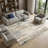 6' X 9' Blue Brown And Ivory Abstract Washable Area Rug