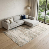 8' X 10' Blue Brown And Ivory Abstract Washable Area Rug