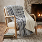 50" X 70" Pacific Blue And Brown Striped Plush Throw Blanket