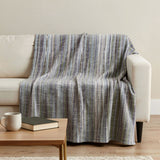 50" X 70" Plum And Ivory Striped Microfiber Plush Throw Blanket