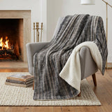 50" X 70" Brown And Beige Striped Plush Throw Blanket