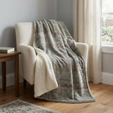 50" X 70" Beige Brown And Yellow Abstract Plush Throw Blanket