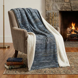 50" X 70" Blue And Gold Abstract Plush Throw Blanket