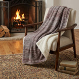 50" X 70" Burgundy And Beige Abstract Polyester Woven Plush Throw Blanket