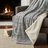 50" X 70" Silver And Gray Abstract Polyester Woven Plush Throw Blanket