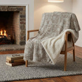 50" X 70" Cinnamon And Beige Geometric Polyester Woven Plush Throw Blanket