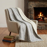 50" X 70" Silver And Blue Geometric Polyester Woven Plush Throw Blanket
