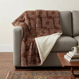 50" X 70" Brown And Beige Geometric Polyester Woven Plush Throw Blanket