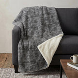 50" X 70" Black And Silver Geometric Polyester Woven Plush Throw Blanket
