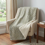 50" X 70" Sage And Beige Abstract Polyester Woven Plush Throw Blanket