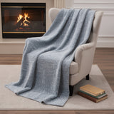50" X 70" Blue And Beige Abstract Microfiber Plush Throw Blanket