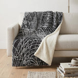 50" X 70" Charcoal And Gray Abstract Polyester Woven Plush Throw Blanket