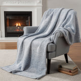 50" X 70" Blue And Beige Abstract Microfiber Plush Throw Blanket