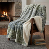 50" X 70" Green And Blue Abstract Polyester Woven Plush Throw Blanket