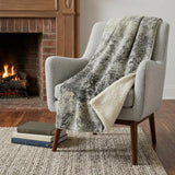 50" X 70" Gray And Black Abstract Polyester Woven Plush Throw Blanket