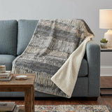 50" X 70" Gray And Charcoal Abstract Polyester Woven Plush Throw Blanket