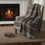 50" X 70" Brown And Beige Abstract Microfiber Plush Throw Blanket