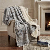 50" X 70" Blue And Gray Geometric Polyester Woven Plush Throw Blanket