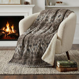 50" X 70" Brown And Beige Geometric Polyester Woven Plush Throw Blanket