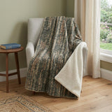 50" X 70" Green And Wheat Abstract Polyester Woven Plush Throw Blanket