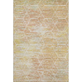 5' X 8' Salmon Ivory And Wheat Geometric Washable Area Rug With UV Protection