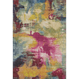 5' X 8' Burgundy Pink And Blue Abstract Washable Area Rug With UV Protection